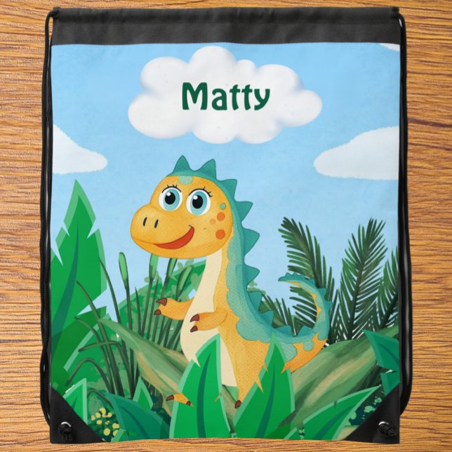 Kids Jungle Watercolor Dinosaur Boys School  Drawstring Bag (Kids Jungle Watercolor Dinosaur Boys School Drawstring Bag:

)