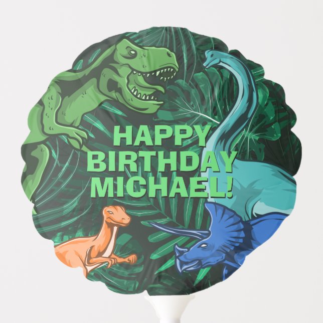 Kids Jurassic Dino Dinosaur Personalized Birthday Balloon (Front)