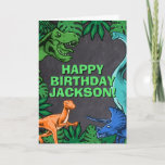 Kids Jurassic Trex Dino Dinosaur Birthday Card<br><div class="desc">This dinosaur design is great for the birthday boy in your life. Give them a dino-mite bday with this dino themed design featuring a trex,  triceratops,  brontosaurus,  and raptor.</div>
