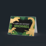 Kids Jurassic Trex Dino Dinosaur Birthday Card<br><div class="desc">This dinosaur design is great for the birthday boy in your life. Give them a dino-mite bday with this gold dino themed design featuring a trex,  triceratops,  brontosaurus,  and raptor.</div>