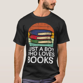 Kids Just A Boy Who Loves Books Read Reading Libra T-Shirt
