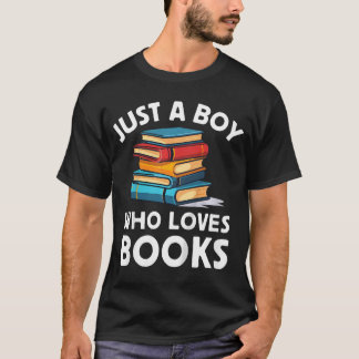 Kids Just A Boy Who Loves Books T-Shirt