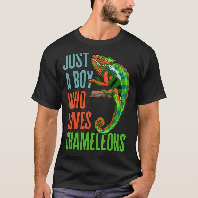 Kids Just A Boy Who Loves Chameleons  Reptile Liza T-Shirt (Front)