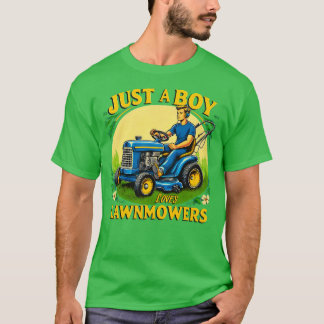 Kids Just A Boy Who Loves LawnMowers Funny Lawn Mo T-Shirt