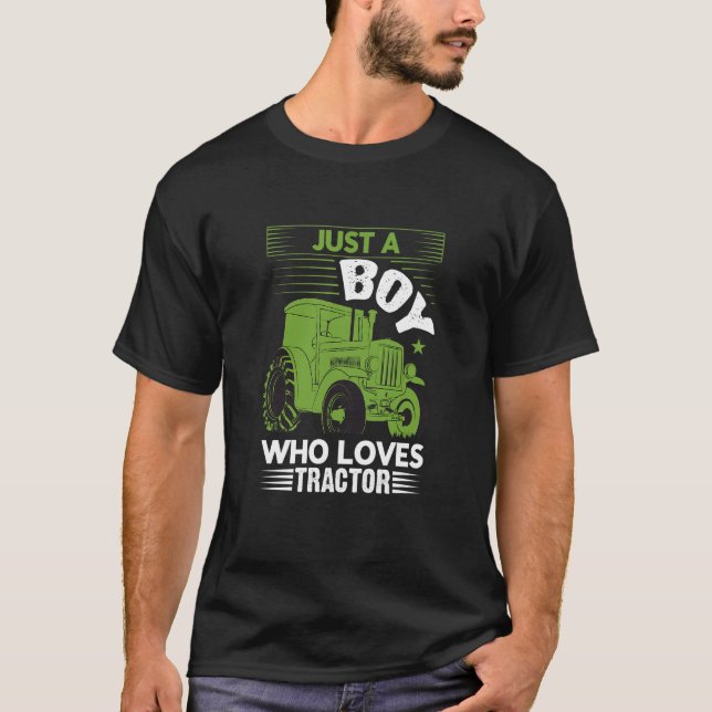 Kids Just a Boy Who Loves Tractors  1 T-Shirt (Front)