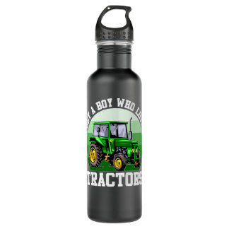Kids Just A Boy Who Loves Tractors Farm Kid Birthd Stainless Steel Water Bottle