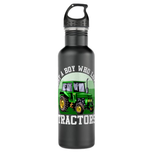 Kids Just A Boy Who Loves Tractors Farm Kid Birthd Stainless Steel Water Bottle