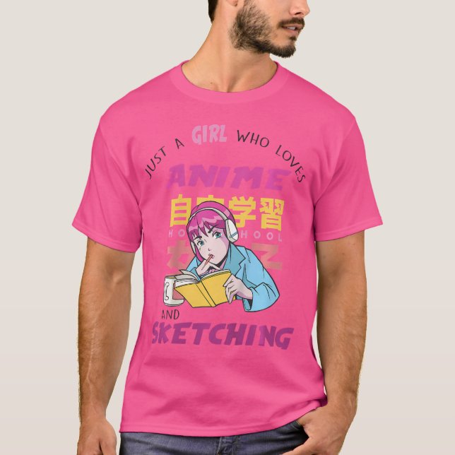 Kids Just A Girl Who Loves Anime And Sketching Coo T-Shirt (Front)