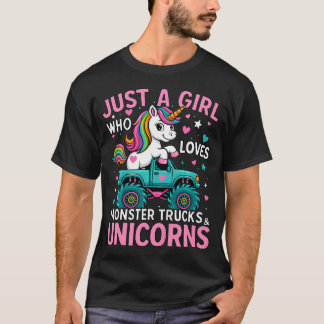 Kids Just A Girl Who Loves Monster Trucks And Unic T-Shirt