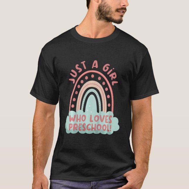 Kids Just A Girl Who Loves Preschool! Rainbow Pupi T-Shirt (Front)