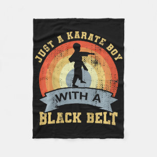 Kids Just A Karate Boy With A Black Belt Fleece Blanket