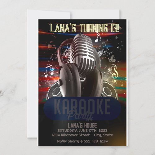 Kids Karaoke Birthday Custom Invitation