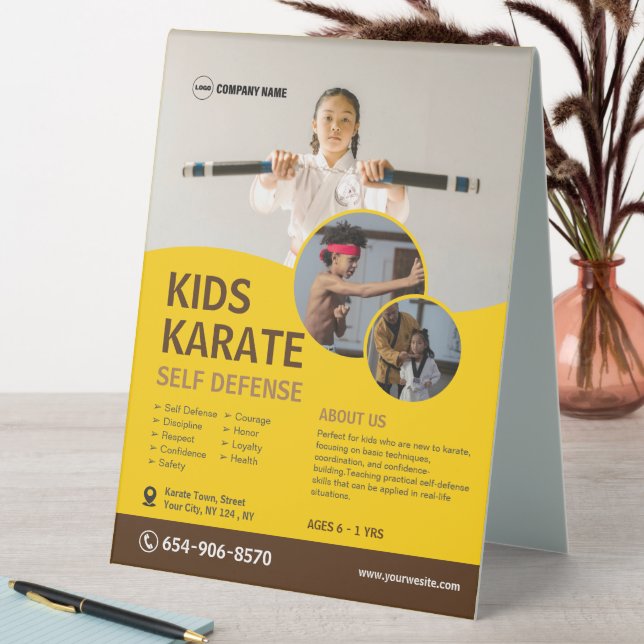 Kid's Karate Class Custom Table Tent (In SItu (Table))