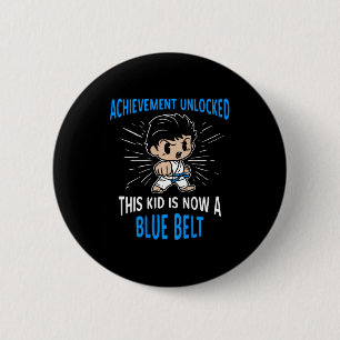 Kids Karate Student Blue Belt Award T Shirt Gift Button