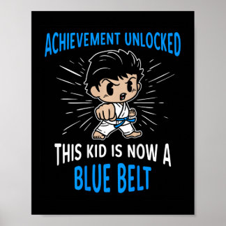 Kids Karate Student Blue Belt Award T Shirt Gift  Poster