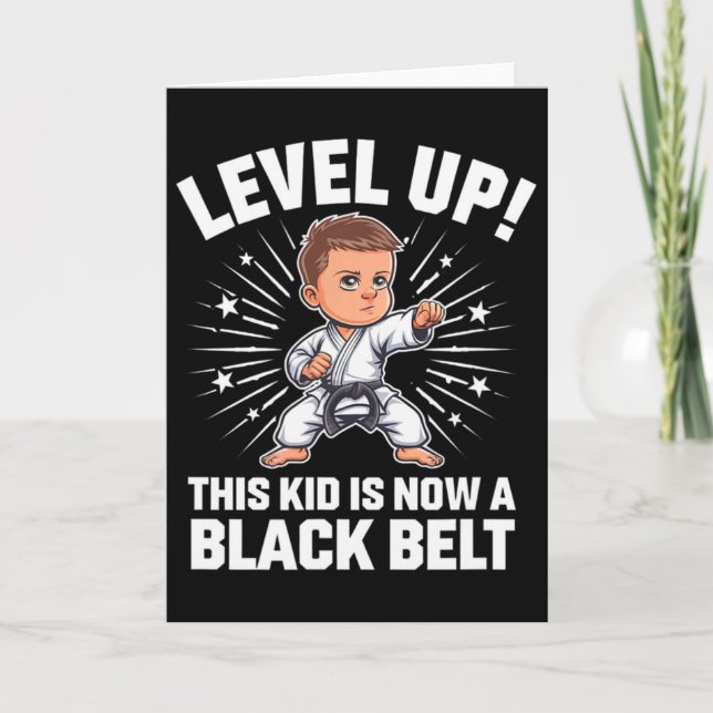 Kids Karate Uniform Black Belt Award T Shirt Desig Card (Front)