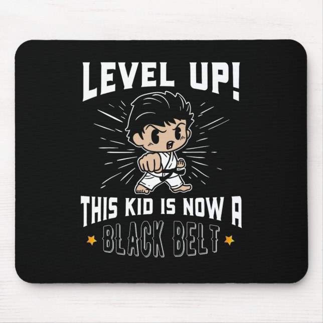 Kids Karate Uniform Black Belt Award T Shirt Gifts Mouse Pad (Front)