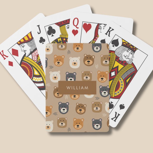 Kids kawaii bear pattern poker cards (Bear Head personalized playing cards)