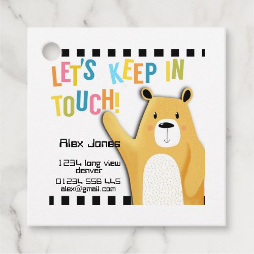 KIds keep in touch KIT Square Sticker Favour Tags