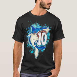 Kids Kids 10 yrs Old Boys Shark Birthday Gift Tee