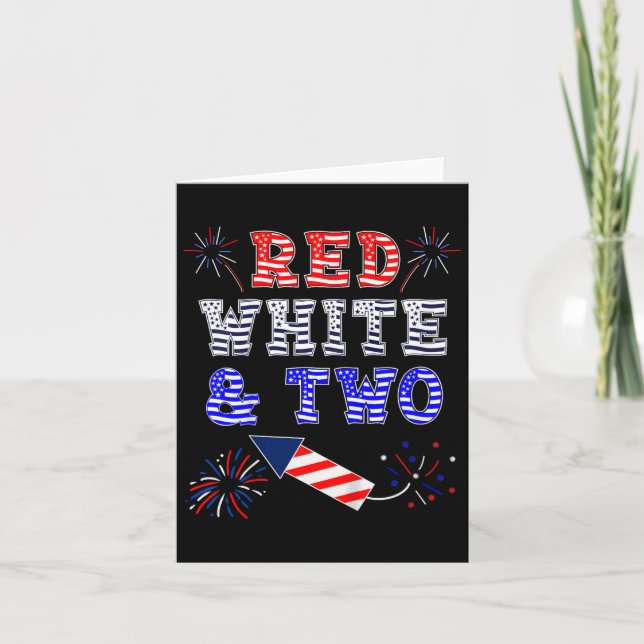 Kids Kids 2nd Birthday July 4th American Red White Card (Front)