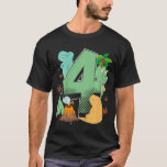 Kids Kids 4th Birthday 4 Years With Dino And Dinos T-Shirt