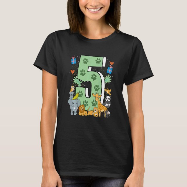 Kids Kids 5th Birthday Kids Birthday Party W Giraf T-Shirt (Front)