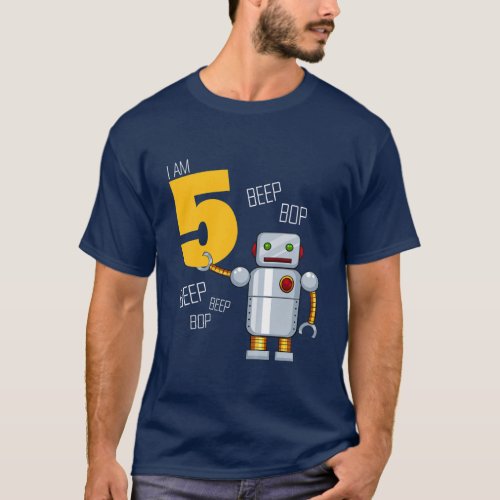 Kids Kids 5Th Birthday Robot For Kids Who Love Rob T_Shirt