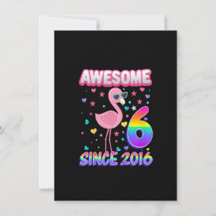 Kids Kids 6th Birthday Party Flamingo Girl 6 Year Invitation