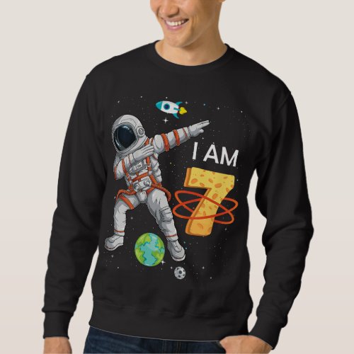Kids Kids 7 Years Old Birthday Boy Astronaut Space Sweatshirt