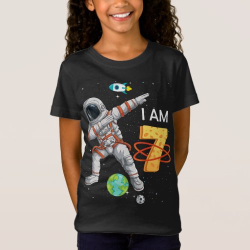 Kids Kids 7 Years Old Birthday Boy Astronaut Space T_Shirt