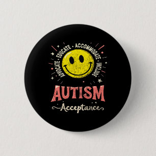 Kids Kids Autism Awareness Acceptance Smile Face A Button