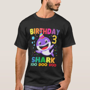 Kids Kids Baby Shark 3 Years Old 3rd Birthday Doo T-Shirt