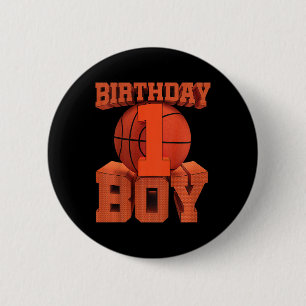 Kids Kids Bysketbyll Birthday 1 Year Old 1st Bday Button