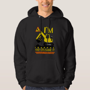 Kids Kids Construction 5th Birthday 5 Years Old Di Hoodie