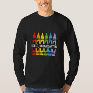 Kids Kids Crayon Hello Kindergarten Back To School T-Shirt