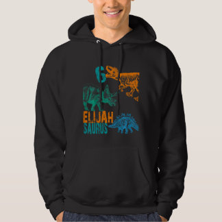 Kids Kids Elijah Saurus 6th Birthday  Boys Rex Bda Hoodie