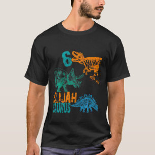 Kids Kids Elijah Saurus 6th Birthday  Boys Rex Bda T-Shirt