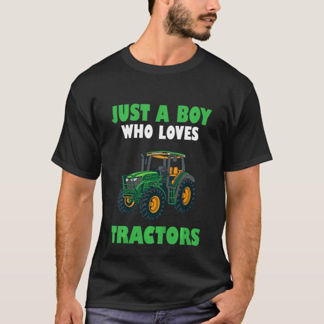 Kids Kids Farm Lifestyle Just A Boy Who Loves Trac T-Shirt (Front)