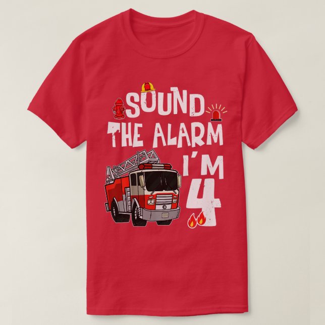 Kids Kids Fire Truck Tee 4th Birthday Boy Firefigh (Design Front)