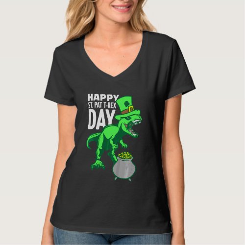 Kids Kids Happy St Pat Trex Day Dino Patricks Day  T_Shirt