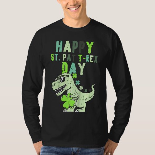 Kids Kids Happy St Pat Trex Day Dino St Patricks D T_Shirt