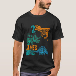 Kids Kids James Saurus 2nd Birthday Boys Rex Bday T-Shirt