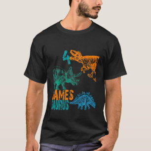 Kids Kids James Saurus 4th Birthday Boys Rex Bday T-Shirt