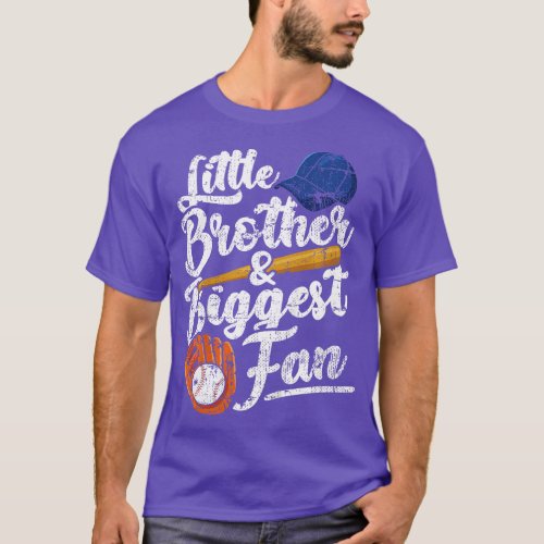 Kids Kids Little Brother Biggest Fan Baseball Funn T_Shirt