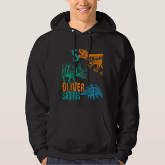 Kids Kids Oliver Saurus 5th Birthday Boys Rex Bda Hoodie