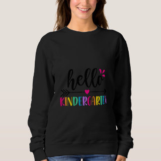 Kids Kids White Hello Kindergarten Back To School  Sweatshirt
