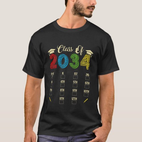 Kids Kindergarten Class Of 2034 Grow With Me Space T_Shirt