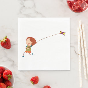 Kids Kite Flying Happy Childhood Napkins