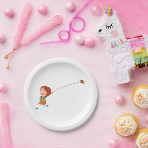 Kids Kite Flying Happy Childhood Paper Plates